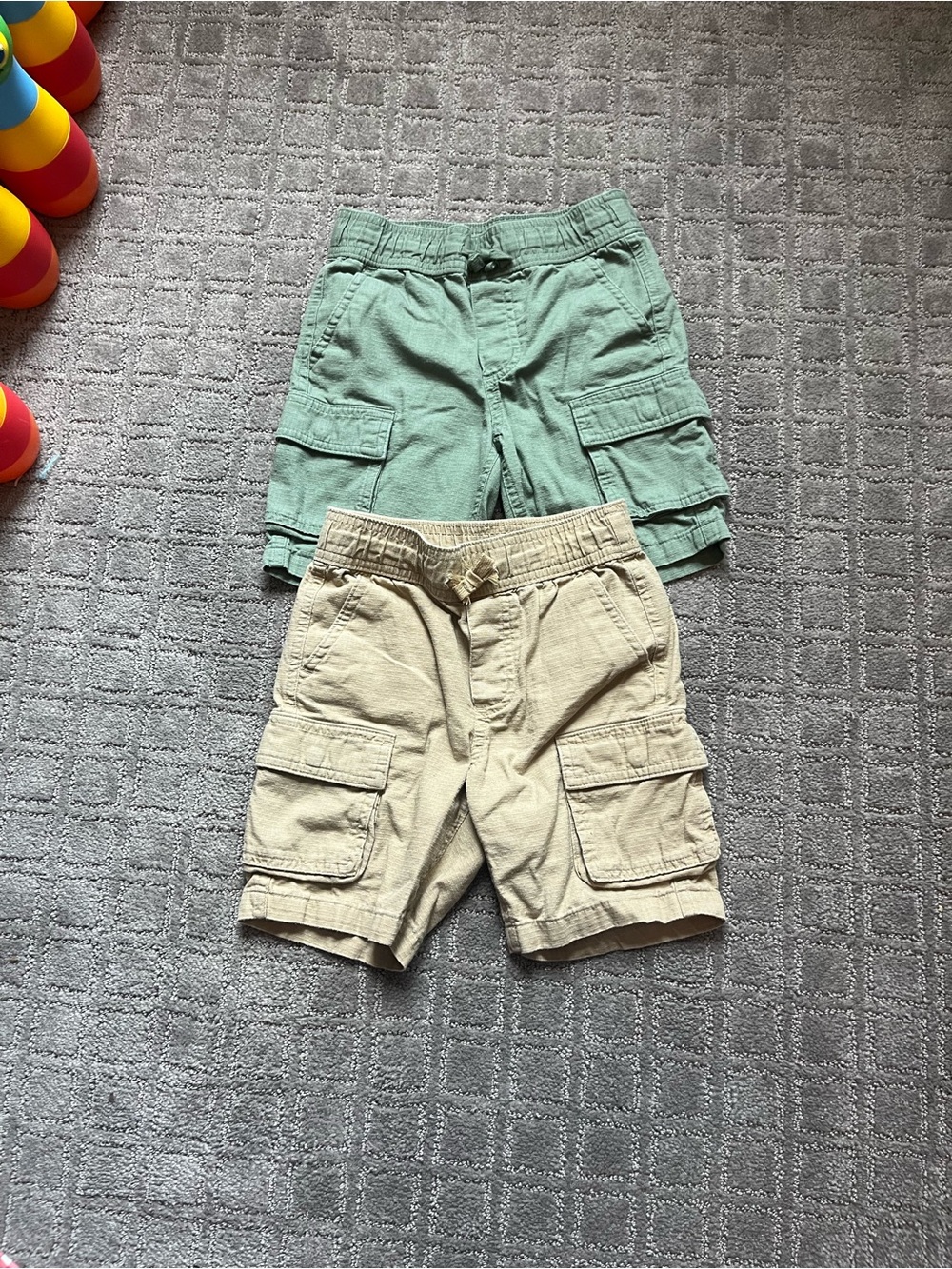 Boys Janie & Jack drawstring Cargo Shorts - Tan and Green